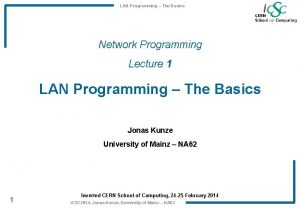 LAN Programming The Basics Network Programming Lecture 1