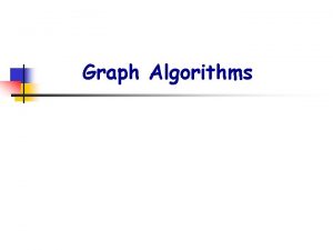 Graph Algorithms n Representations of graphsundirected graph n