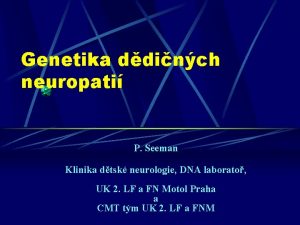 Genetika ddinch neuropati P Seeman Klinika dtsk neurologie