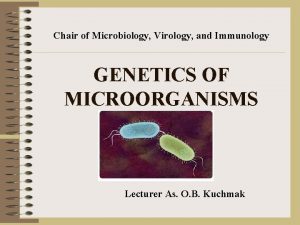 Chair of Microbiology Virology and Immunology GENETICS OF