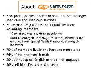 About Nonprofit public benefit corporation that manages Medicare