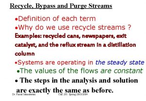 Recycle bypass and purge definition