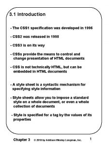 Style specification formats
