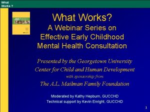 What Works What Works A Webinar Series on