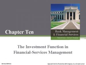 The investment function in financial services management