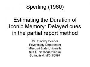 Sperling 1960 sensory memory