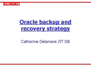 CERNITDB Oracle backup and recovery strategy Catherine Delamare