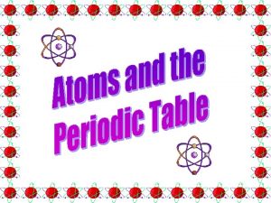 Atomic Structure ATOM the smallest particle that has