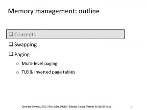 Memory management outline q Concepts q Swapping q