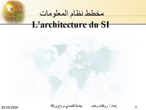 Larchitecture du SI Larchitecture distribue est un systme