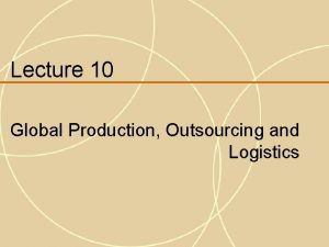 Global production, outsourcing, and logistics