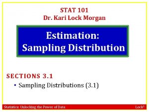 STAT 101 Dr Kari Lock Morgan Estimation Sampling