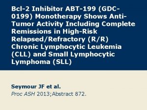 Bcl2 Inhibitor ABT199 GDC 0199 Monotherapy Shows Anti