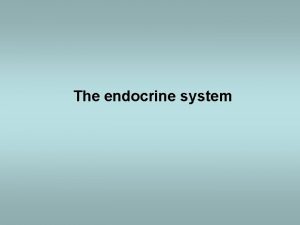 The endocrine system Pituitary gland Anterior lobe Posterior