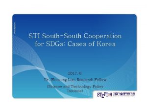 STI SouthSouth Cooperation for SDGs Cases of Korea