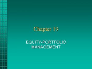Active equity portfolio management strategies