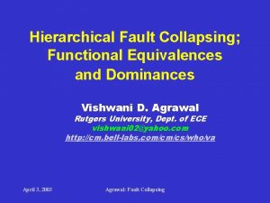 Hierarchical Fault Collapsing Functional Equivalences and Dominances Vishwani