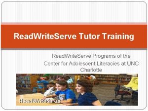 Read Write Serve Tutor Training Read Write Serve