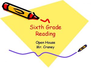 Sixth Grade Reading Open House Mr Craney Tonights