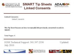 INSTITUTE FOR GOVERNMENTAL SERVICE RESEARCH SMART Tip Sheets