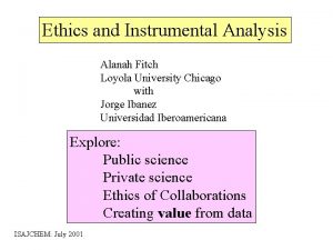 Ethics and Instrumental Analysis Alanah Fitch Loyola University