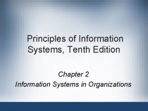 Principles of Information Systems Tenth Edition Chapter 2