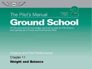 Airplane and Pilot Performance Chapter 11 Weight and