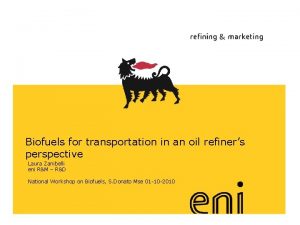Biofuels for transportation in an oil refiners perspective
