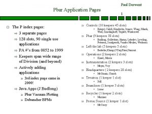 Paul Derwent Pbar Application Pages o The P