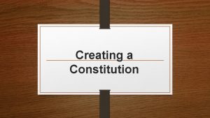 Creating the constitution vocabulary