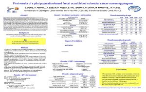 First results of a pilot populationbased faecal occult
