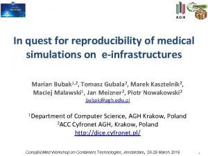 In quest for reproducibility of medical simulations on