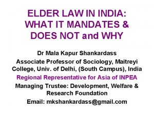 Elder law in india