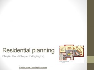Residential planning Chapter 6 and Chapter 7 Highlights