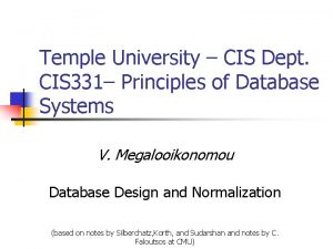 Temple University CIS Dept CIS 331 Principles of