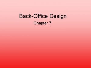 Back office user interface Back office user interface