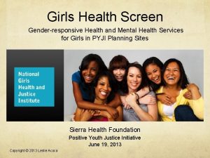Girls Health Screen Genderresponsive Health and Mental Health