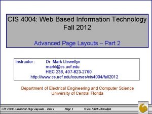 CIS 4004 Web Based Information Technology Fall 2012