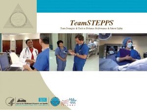 Team STEPPS Team Strategies Tools to Enhance Performance