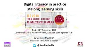 Digital literacy in practice Lifelong learning skills Friday