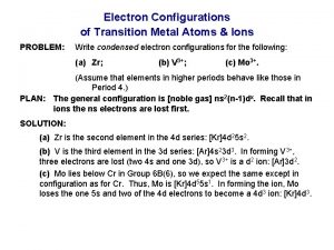 Electron configuration of transition metal ions