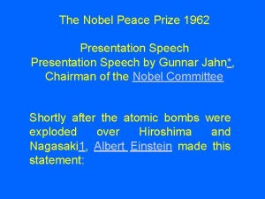 Nobel peace prize 1962