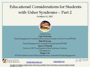 Educational Considerations for Students with Usher Syndrome Part