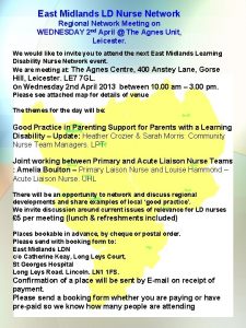 East Midlands LD Nurse Network Regional Network Meeting