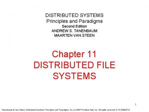 DISTRIBUTED SYSTEMS Principles and Paradigms Second Edition ANDREW