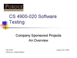 CS 4900 020 Software Testing Company Sponsored Projects