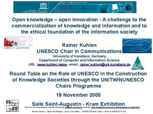 Open knowledge open innovation A challenge to the