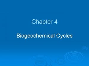Chapter 4 Biogeochemical Cycles Objectives Identify and describe