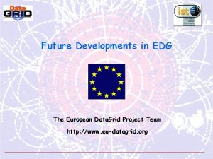 Future Developments in EDG The European Data Grid