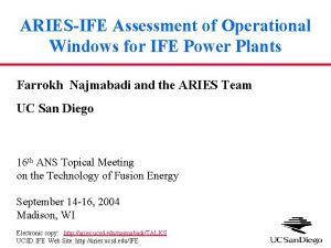 ARIESIFE Assessment of Operational Windows for IFE Power